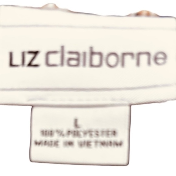 Liz Claiborne Size Large Peasant Style Top Sheer Animal Print 3/4 Sleeve Button - Picture 3 of 4